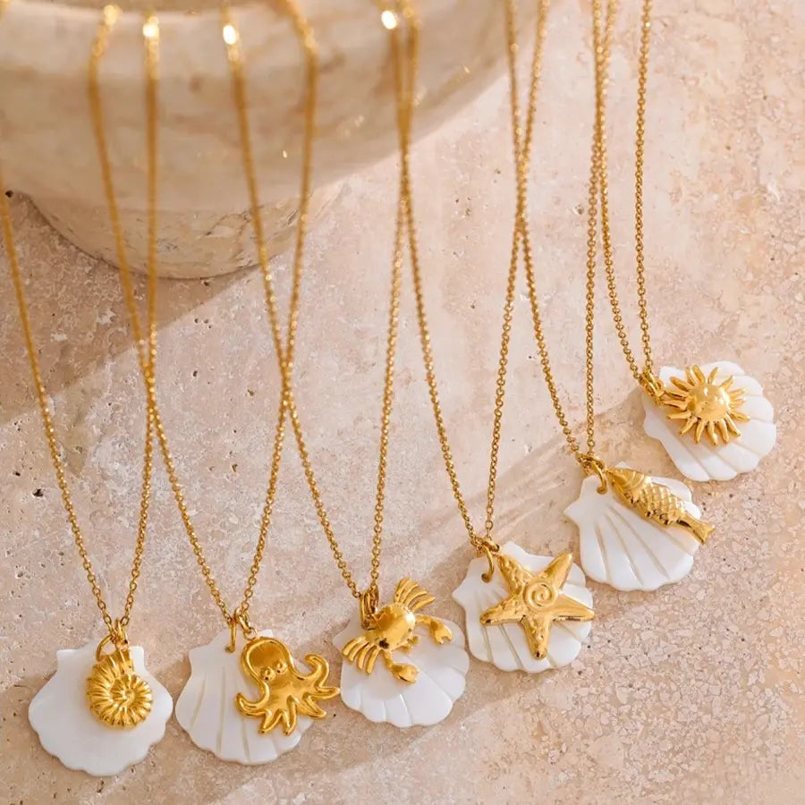 18K Gold Plated Ocean Pendant Necklace