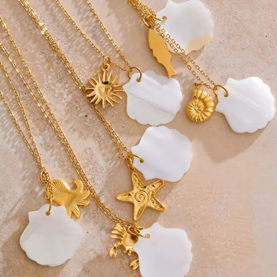18K Gold Plated Ocean Pendant Necklace