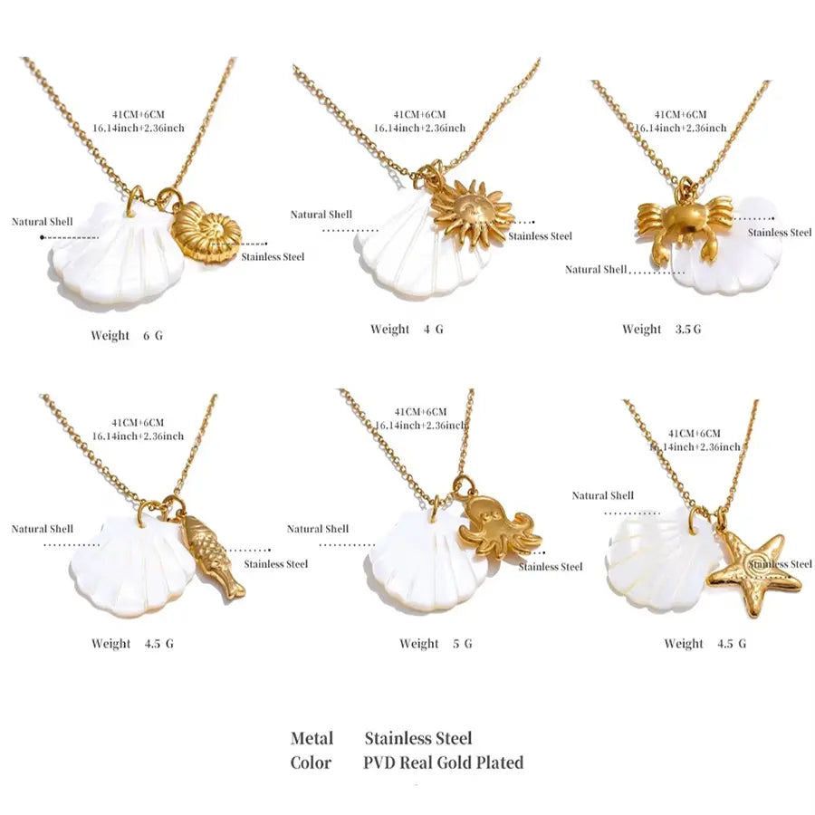 18K Gold Plated Ocean Pendant Necklace