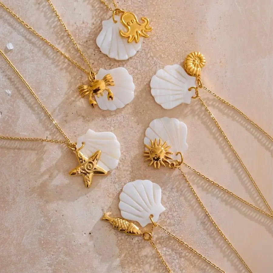 18K Gold Plated Ocean Pendant Necklace
