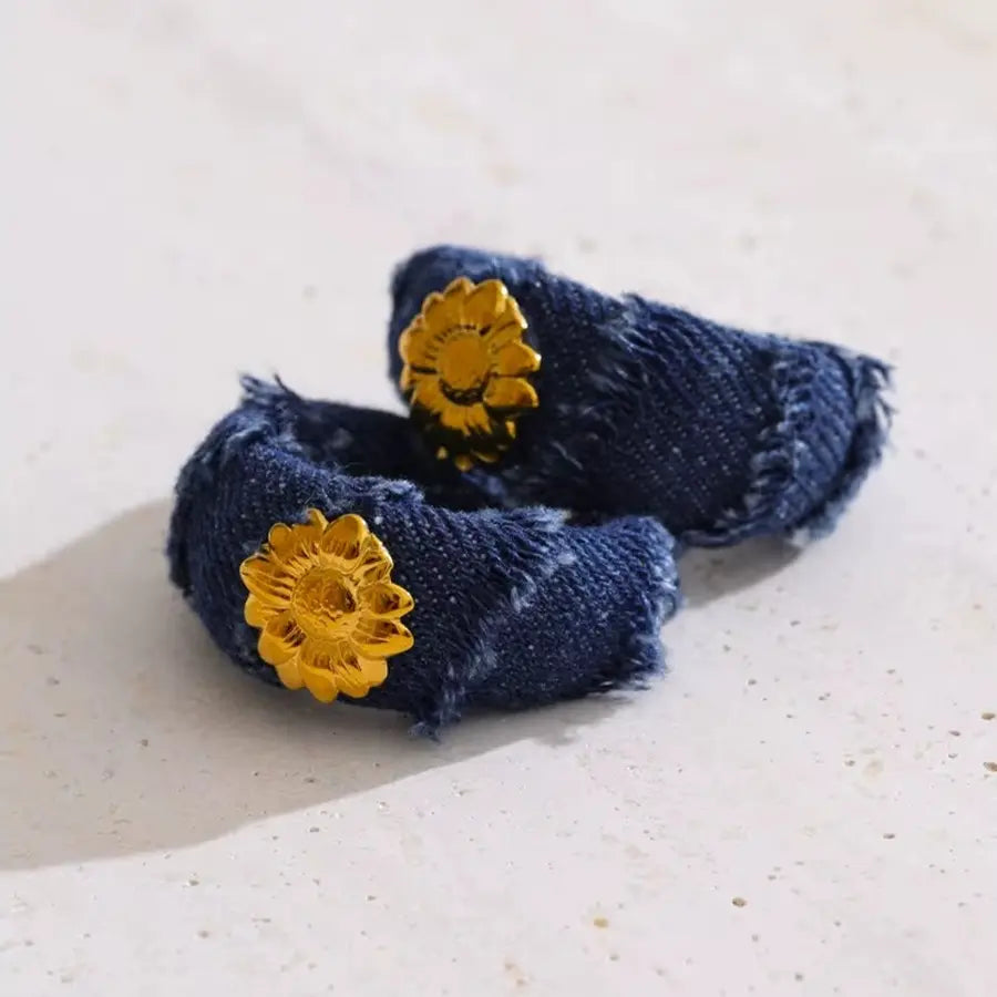 Denim Hoop Earrings