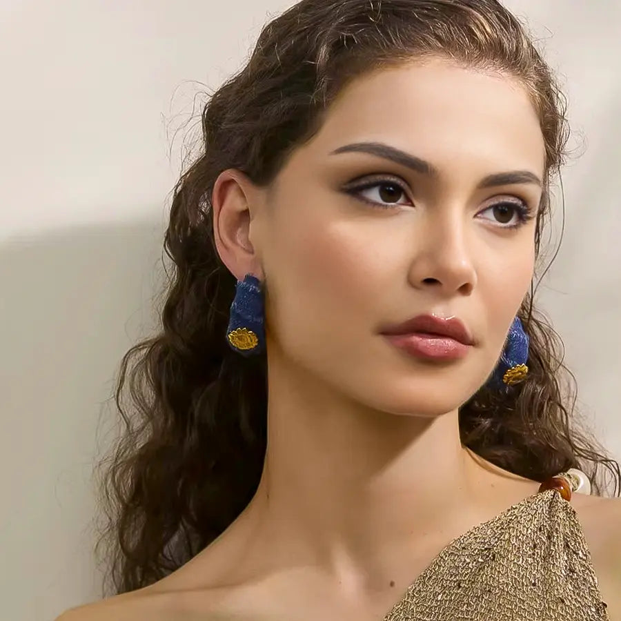 Denim Hoop Earrings