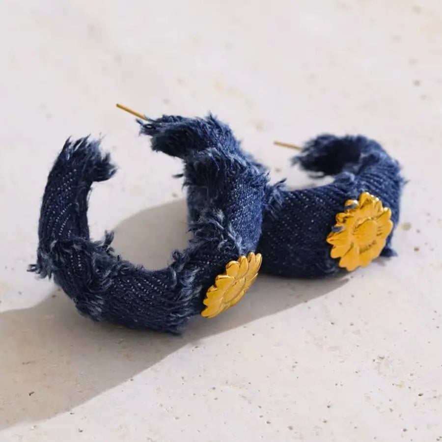 Denim Hoop Earrings