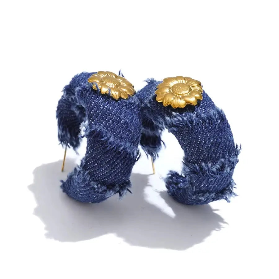 Denim Hoop Earrings