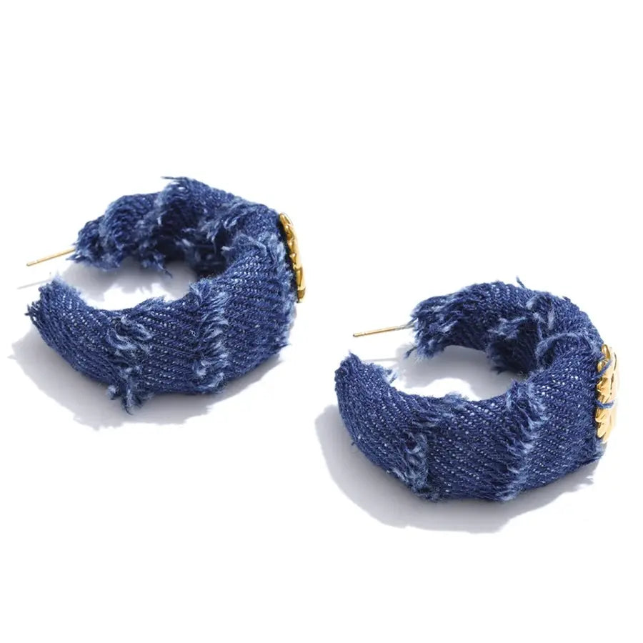 Denim Hoop Earrings