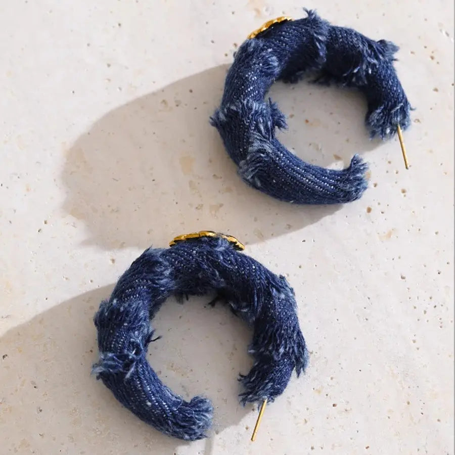 Denim Hoop Earrings