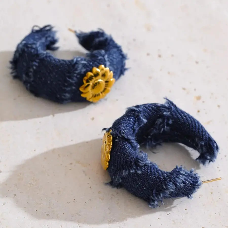 Denim Hoop Earrings