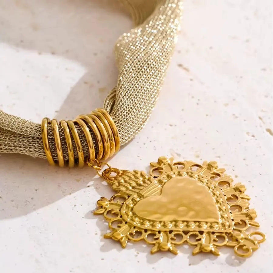 Golden Heart Pendant Necklace
