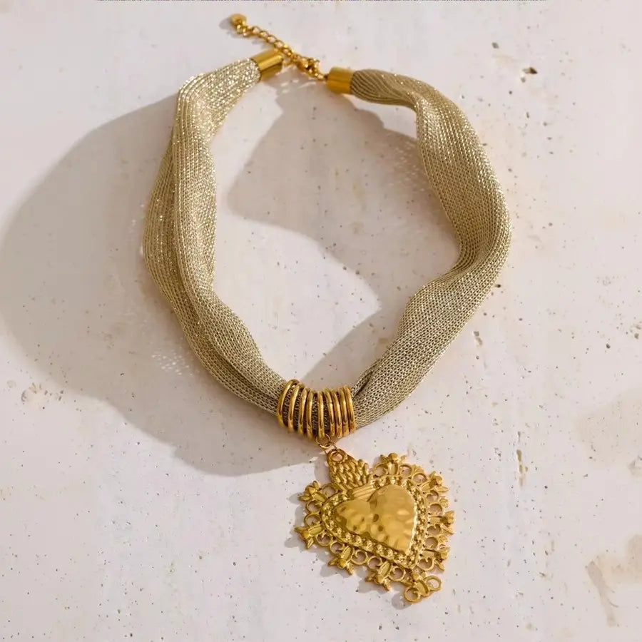 Golden Heart Pendant Necklace