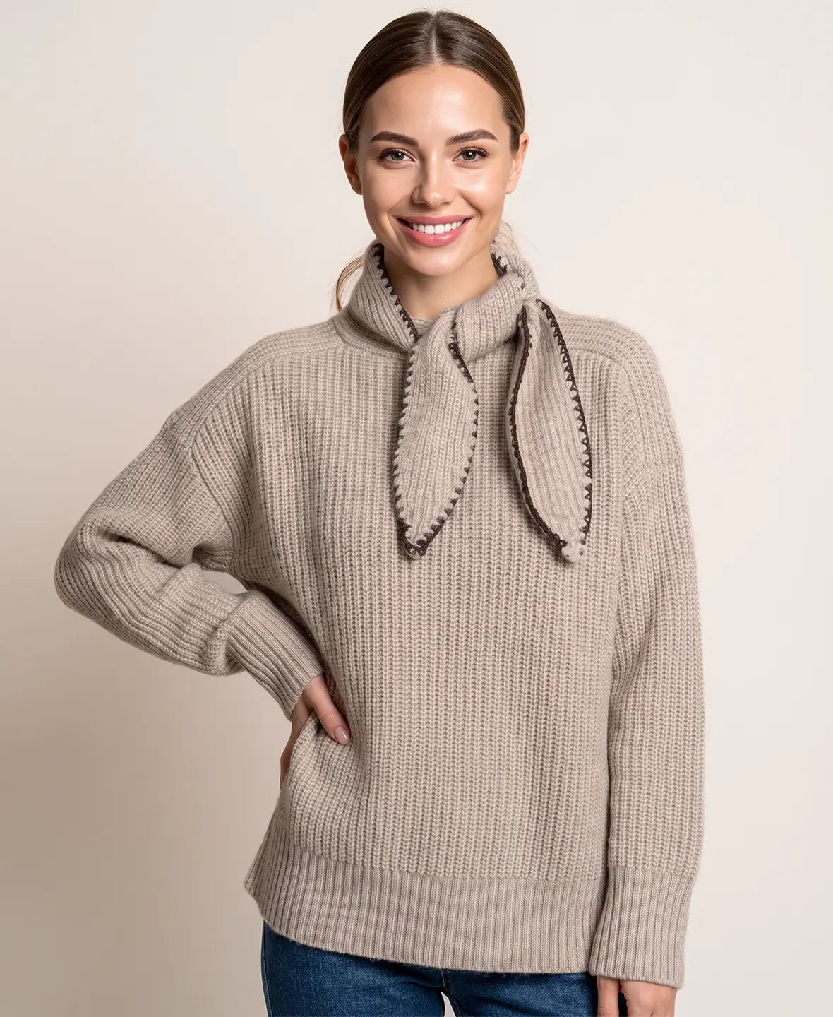 Knot Detail Ribbed Sweater