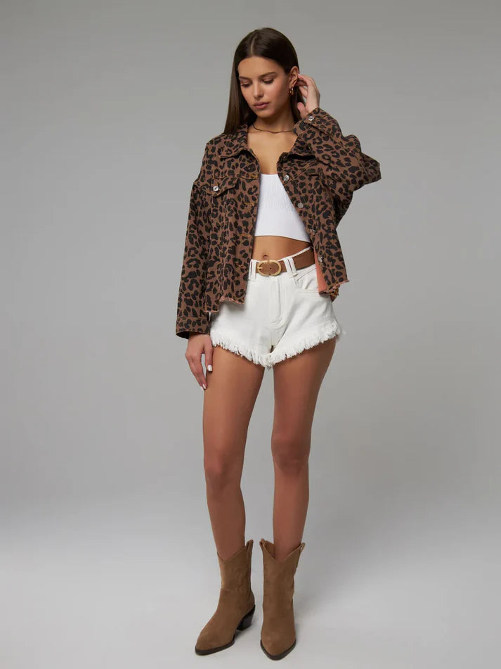 Leopard Print Rebel Jean Jacket