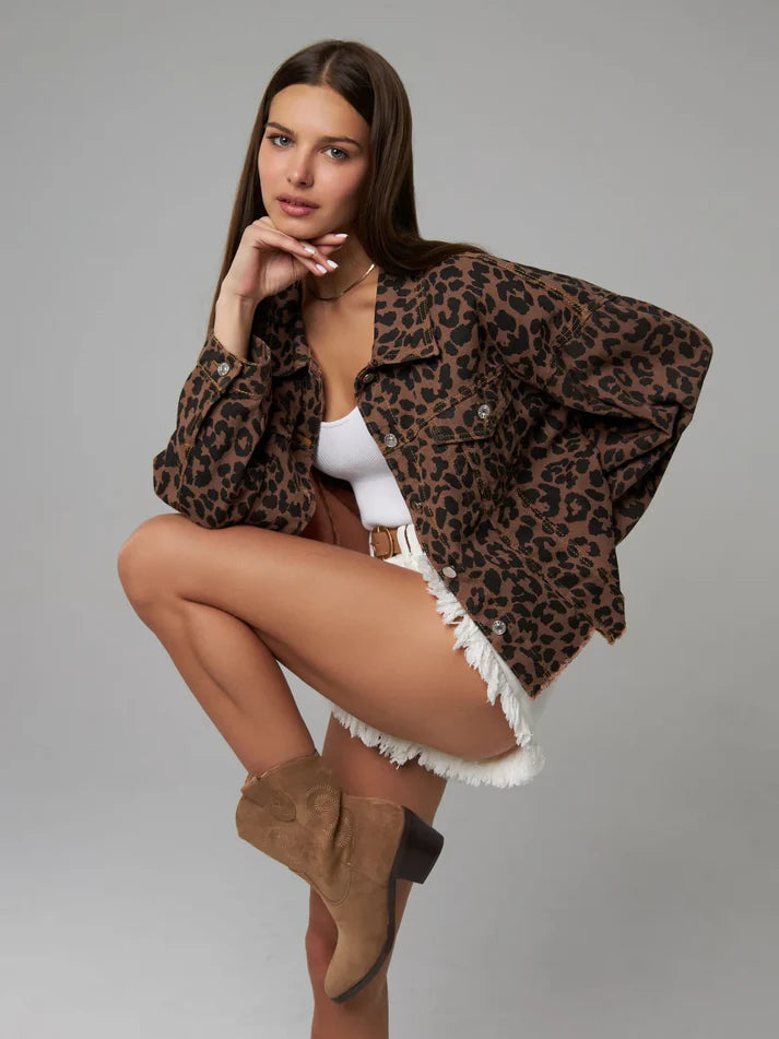 Leopard Print Rebel Jean Jacket