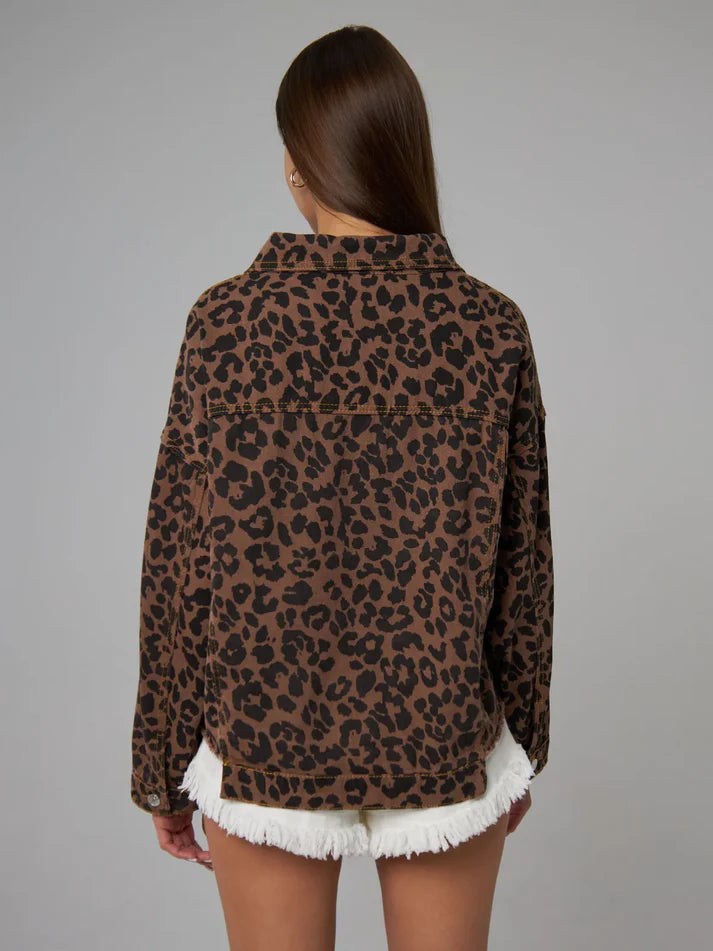 Leopard Print Rebel Jean Jacket