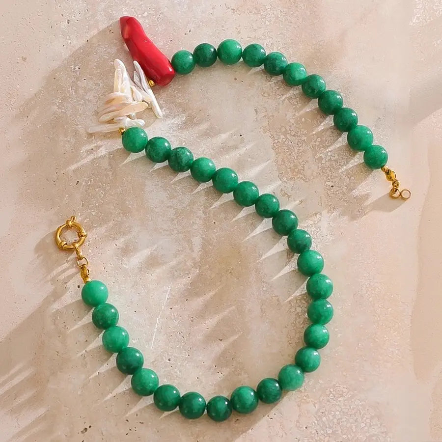 Natural Stone Freshwater Pearls Necklace