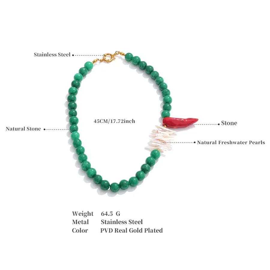 Natural Stone Freshwater Pearls Necklace
