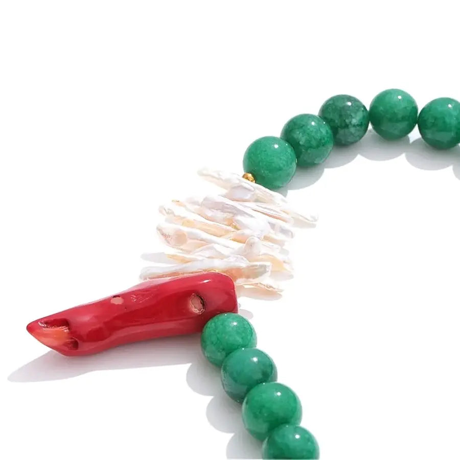 Natural Stone Freshwater Pearls Necklace