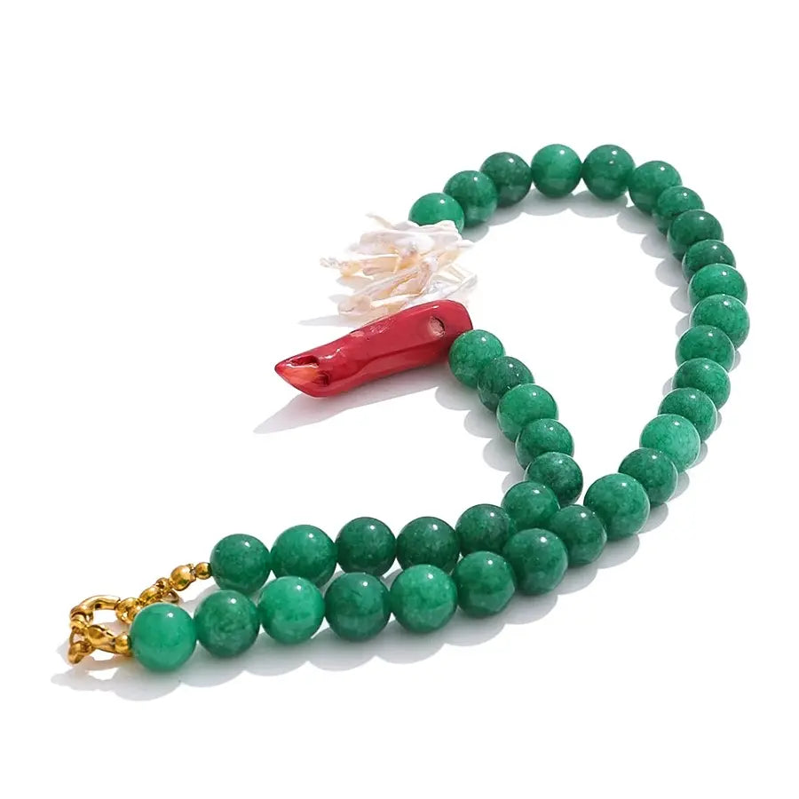 Natural Stone Freshwater Pearls Necklace
