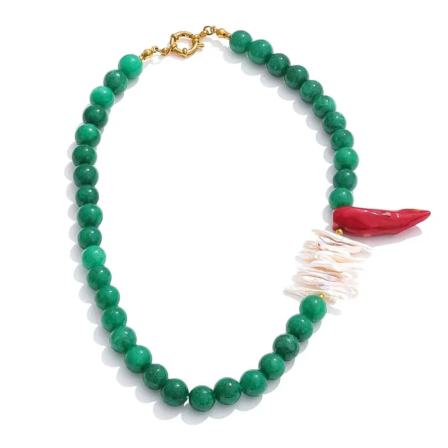 Natural Stone Freshwater Pearls Necklace