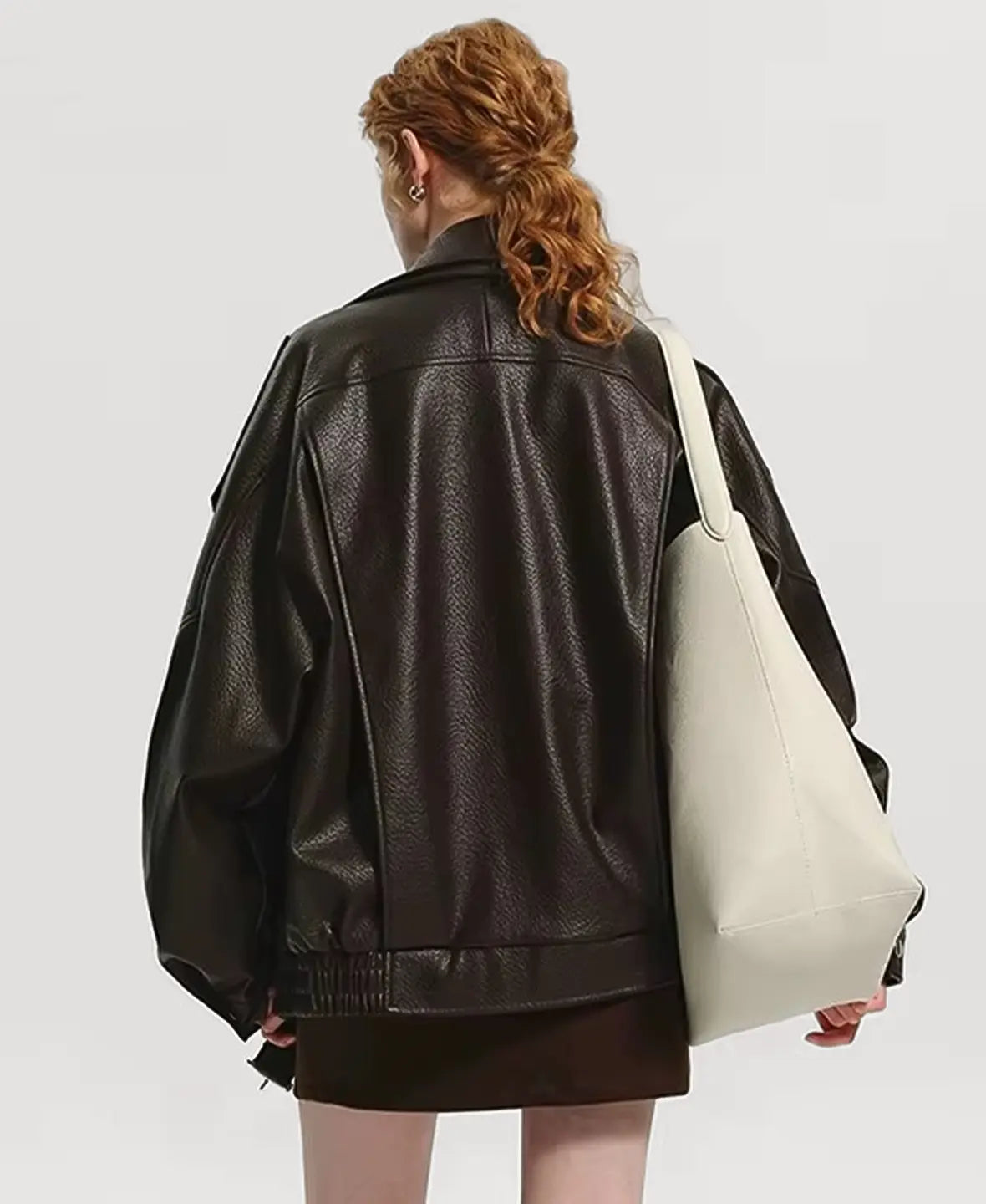 Oversized Faux Leather Biker Jacket