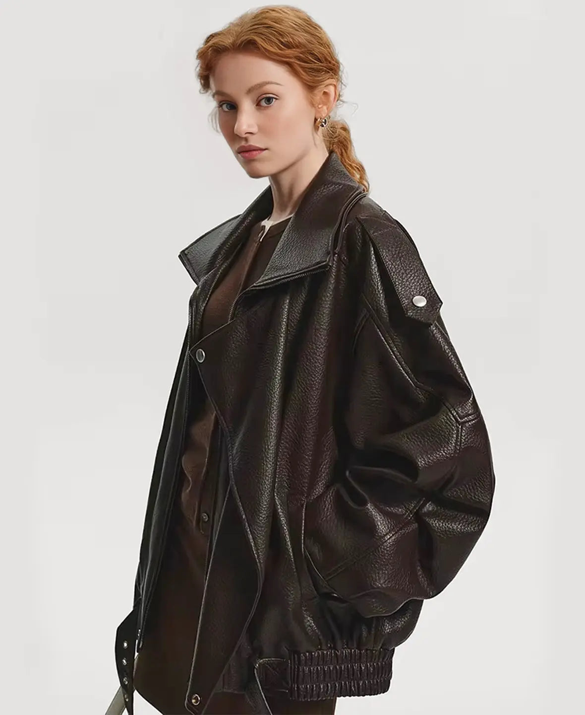 Oversized Faux Leather Biker Jacket