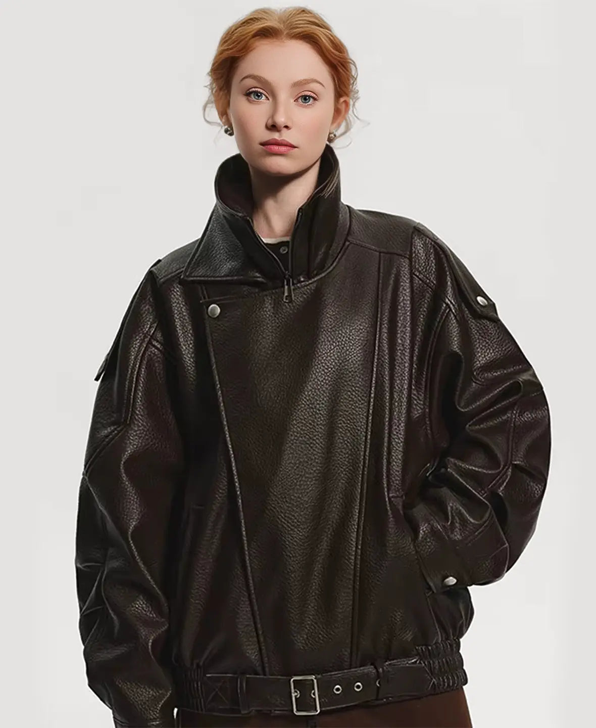 Oversized Faux Leather Biker Jacket