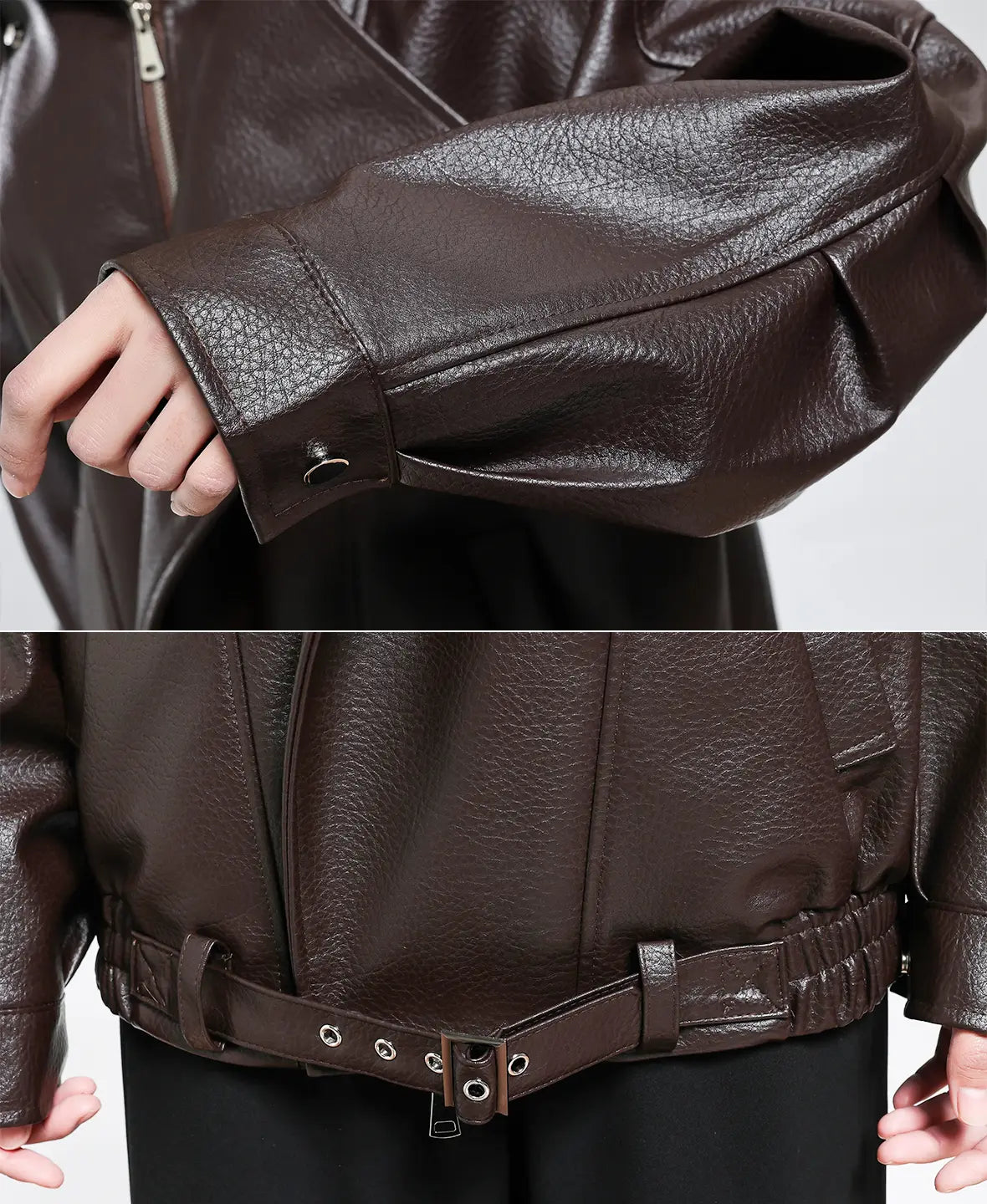 Oversized Faux Leather Biker Jacket