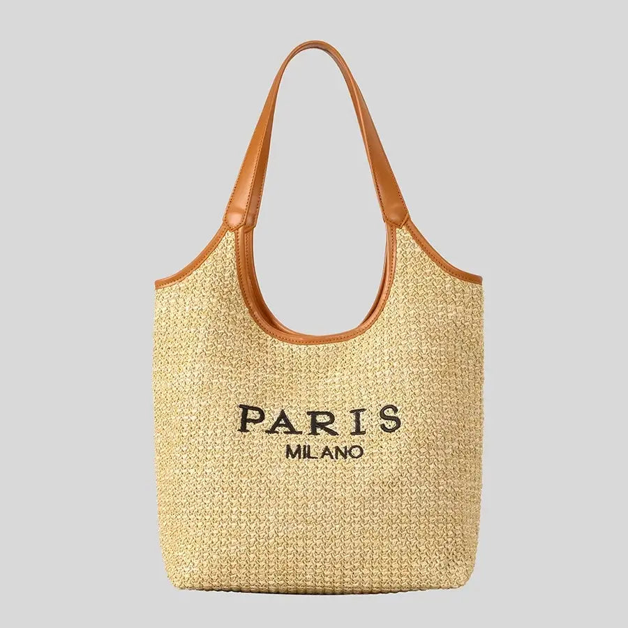 SunsetChic Straw Shoulder Bag