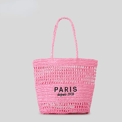 Paris Since '70 Beach Straw Bag