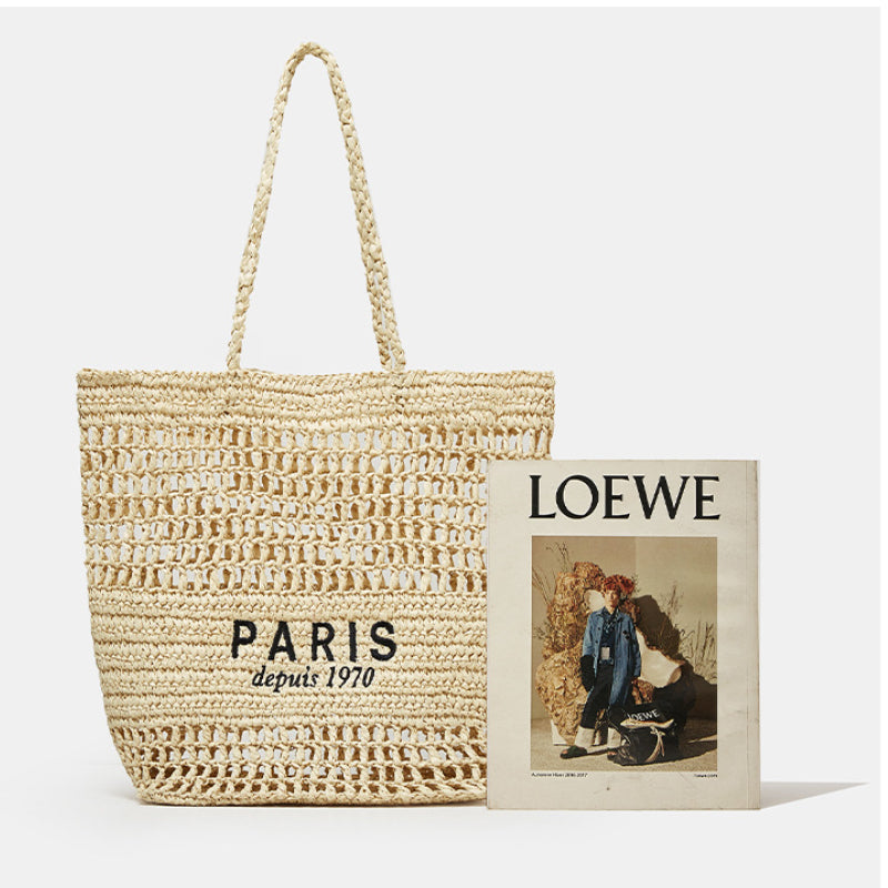 Paris Since '70 Beach Straw Bag