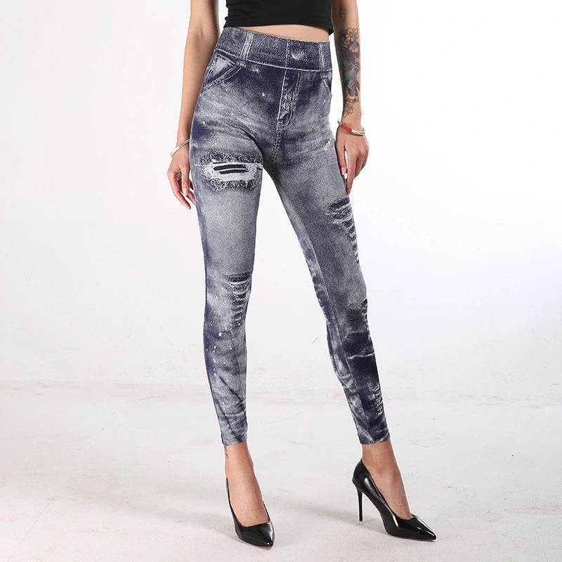 High-waisted Jeans Style Leggings