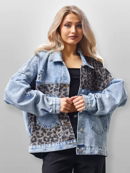 Leopard Print Denim Jacket