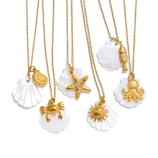 18K Gold Plated Ocean Pendant Necklace