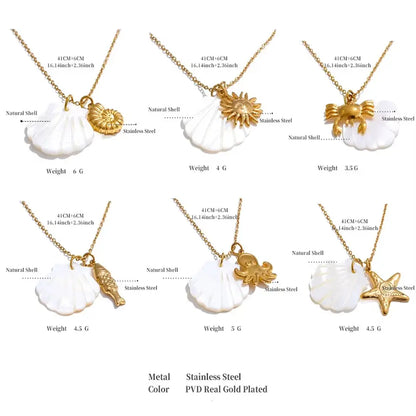 18K Gold Plated Ocean Pendant Necklace