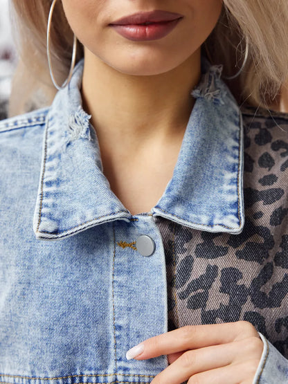 Leopard Print Denim Jacket