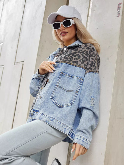 Leopard Print Denim Jacket