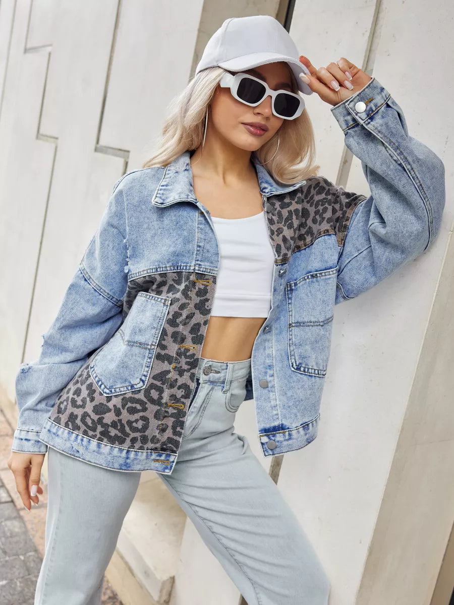 Leopard Print Denim Jacket