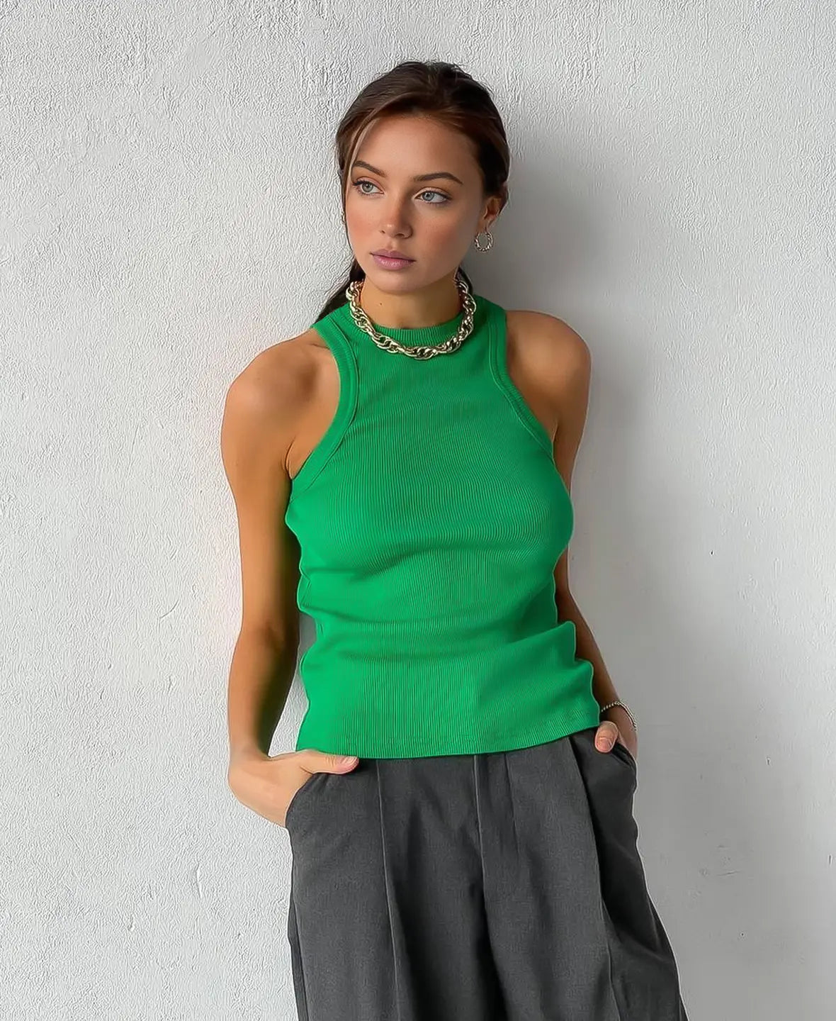 Basic Ribbed Knitted Tank Top