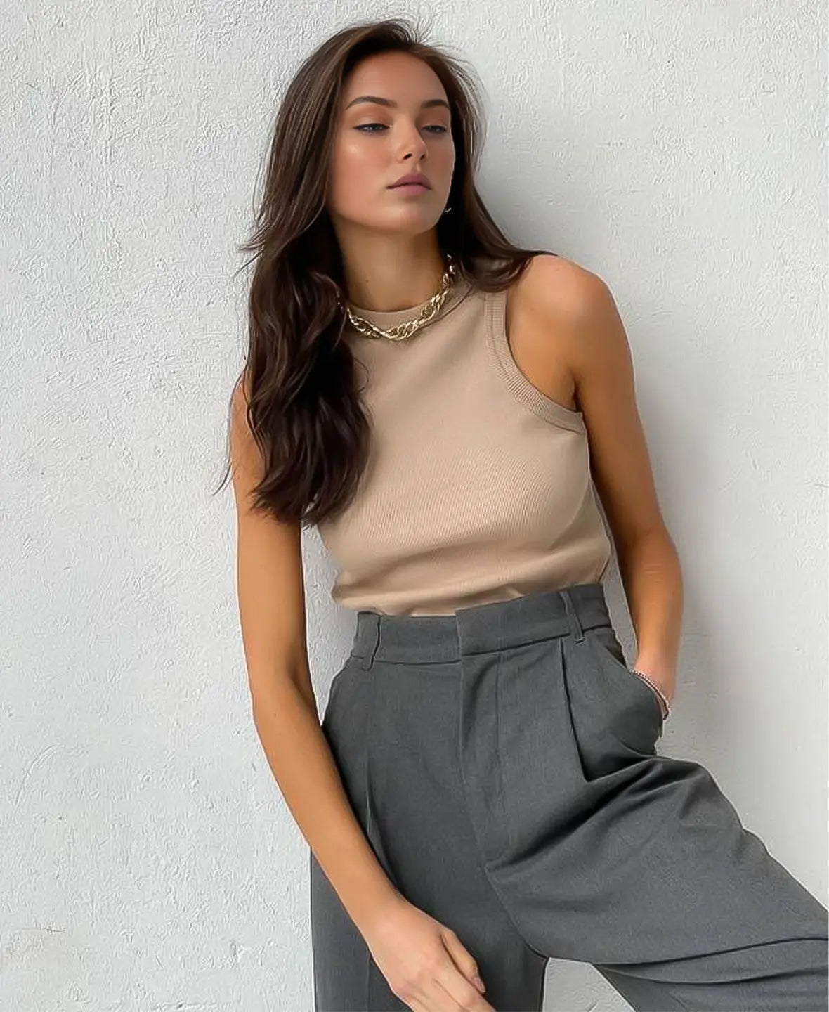 Basic Ribbed Knitted Tank Top
