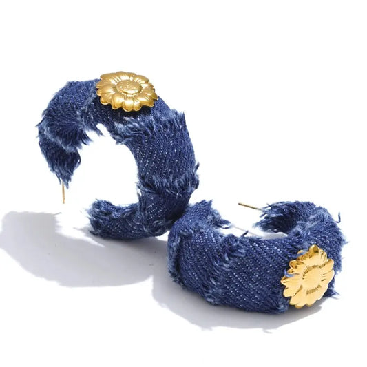 Denim Hoop Earrings