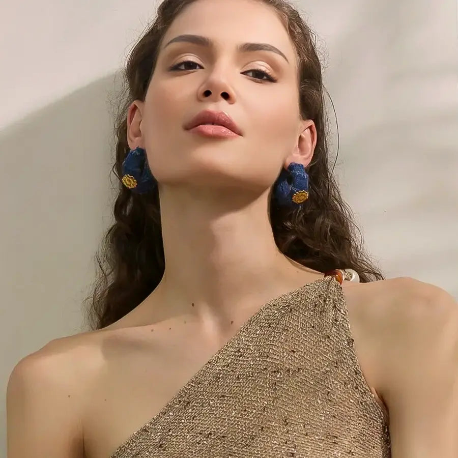 Denim Hoop Earrings