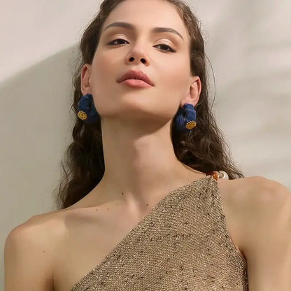 Denim Hoop Earrings