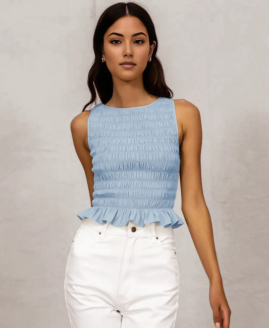 Ruffle Hem Smocked Top