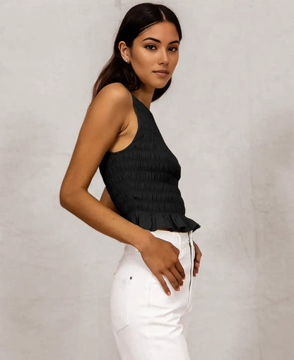 Ruffle Hem Smocked Top