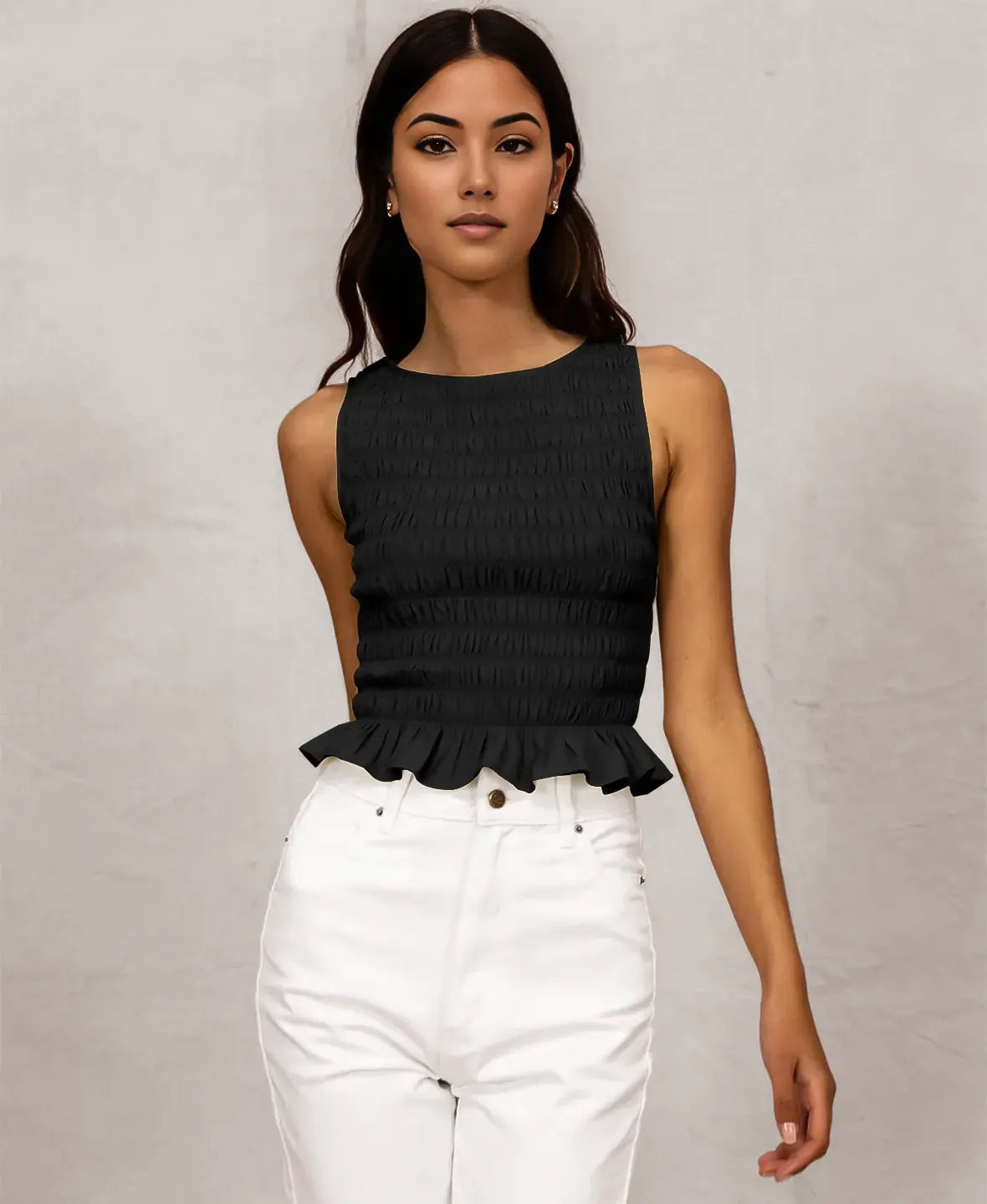 Ruffle Hem Smocked Top