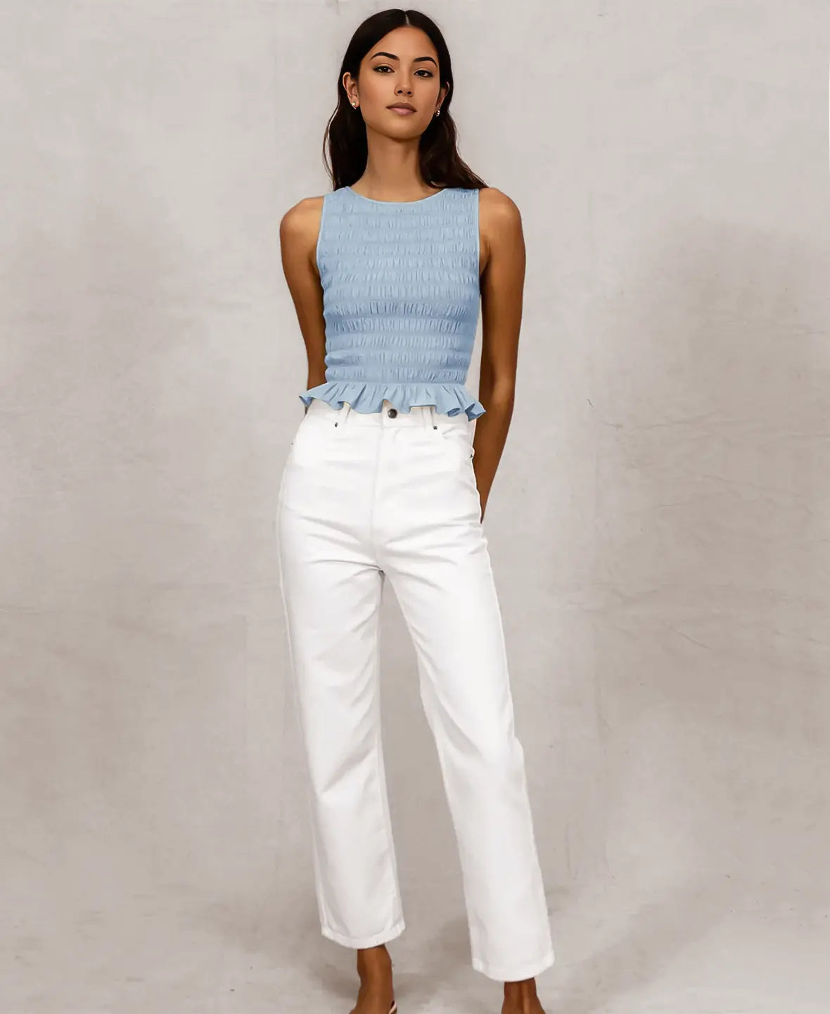 Ruffle Hem Smocked Top
