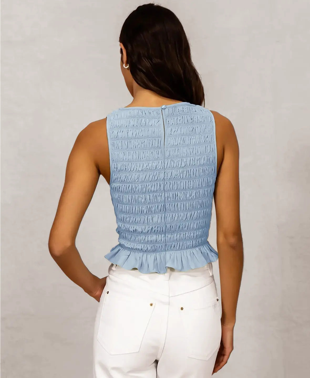 Ruffle Hem Smocked Top