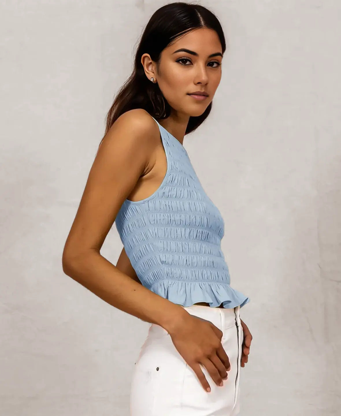 Ruffle Hem Smocked Top