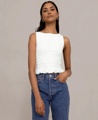 Ruffle Hem Smocked Top