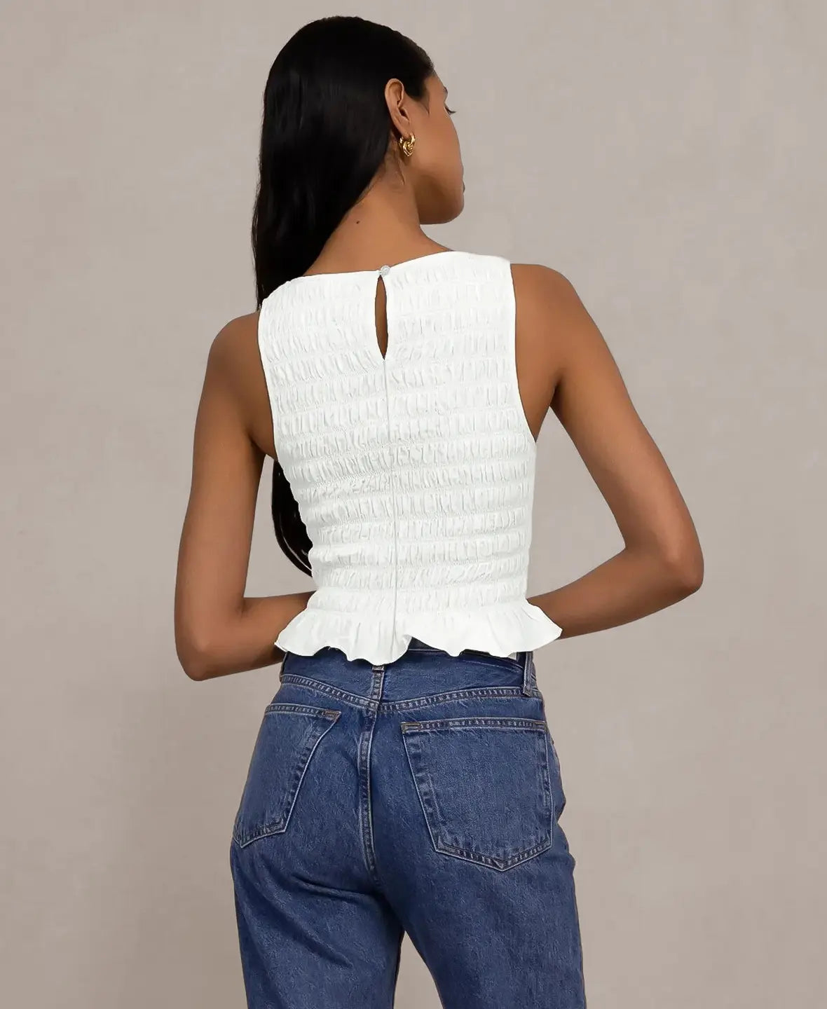 Ruffle Hem Smocked Top