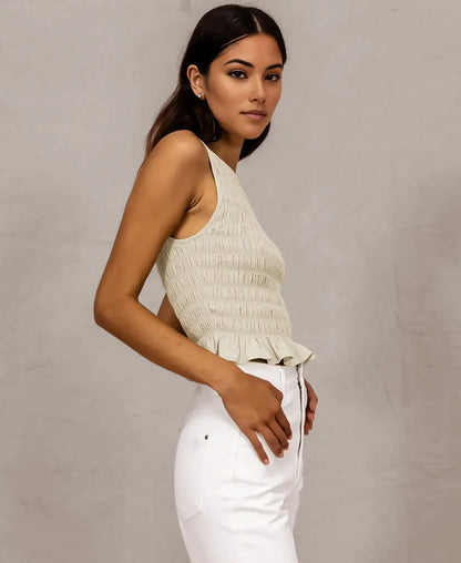 Ruffle Hem Smocked Top